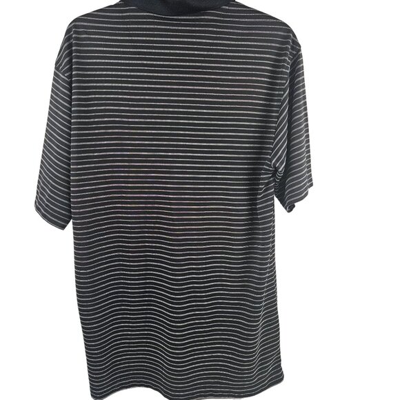Nike Fit Dry Golf Polo Shirt Mens Size M Black White Striped Fit Dry Polyester - Picture 2 of 10